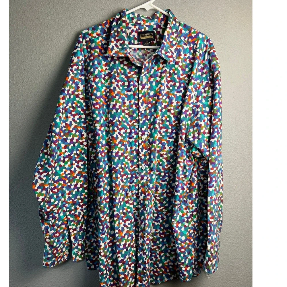 Cremieux Premium Denim Mens 3XB Multicolor Mosaic Print Button Down Shirt L/S